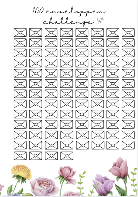 A5 Challenge - 100 Enveloppen Challenge Bloem