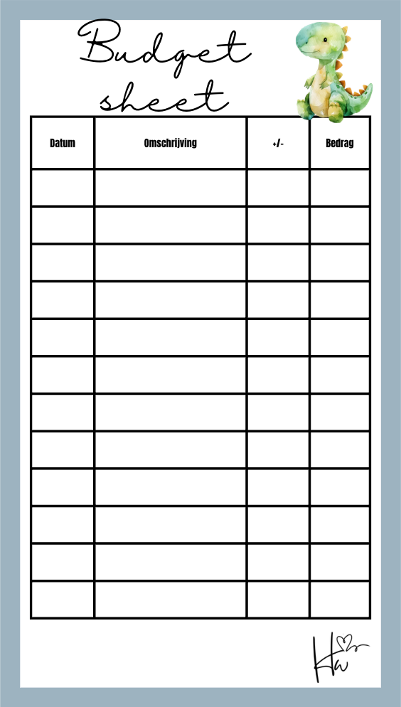 A6 Budgetsheet set Dino's (6 stuks)