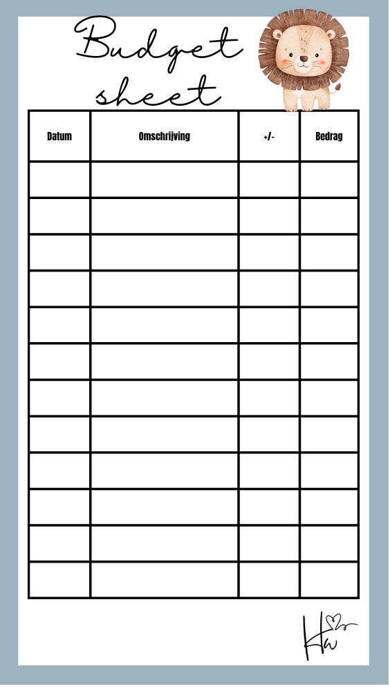 A6 Budgetsheet set Dierentuin (6 stuks)