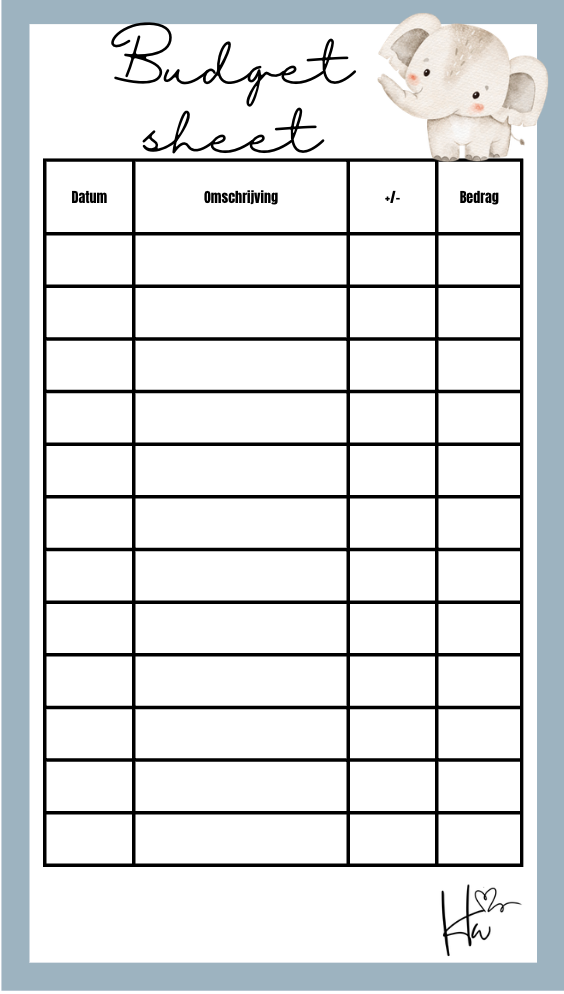 A6 Budgetsheet set Dierentuin (6 stuks)