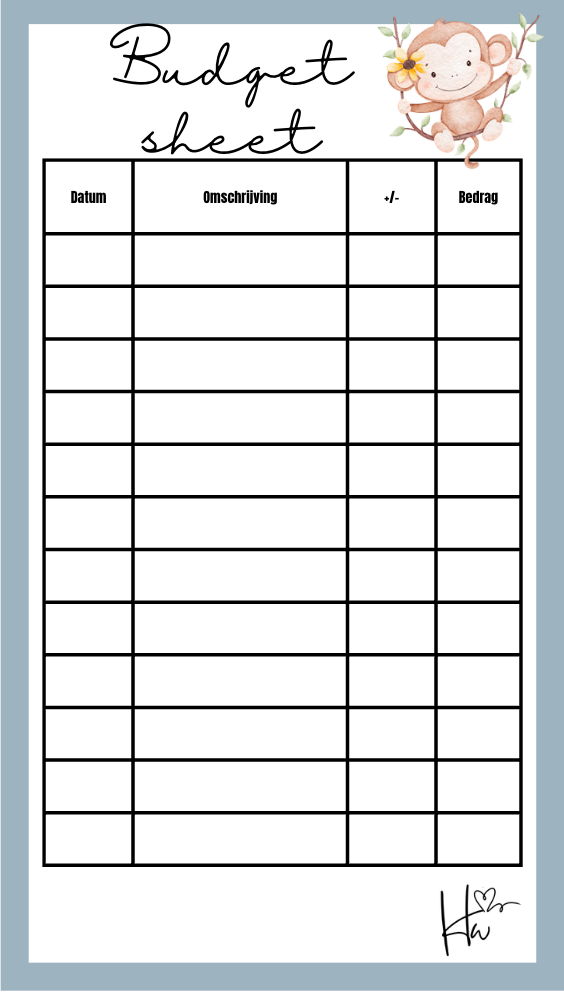 A6 Budgetsheet set Dierentuin (6 stuks)