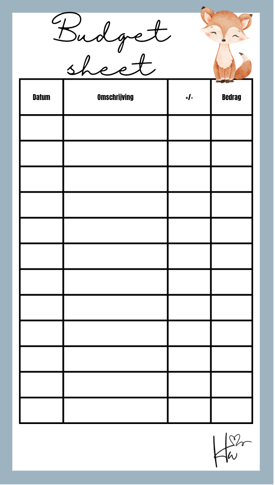 A6 Budgetsheet set Dierentuin (6 stuks)