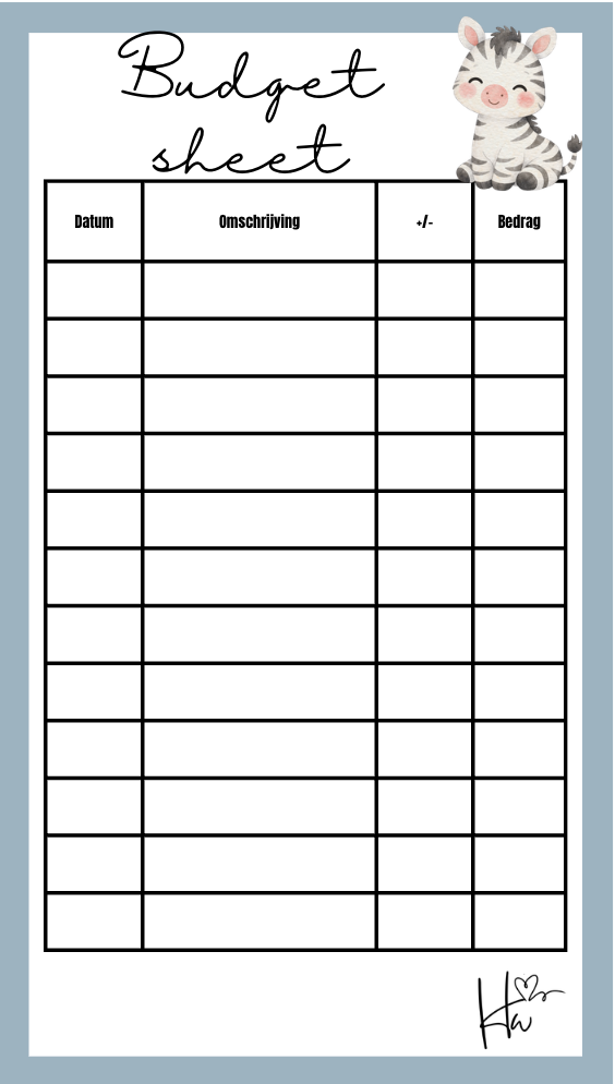 A6 Budgetsheet set Dierentuin (6 stuks)
