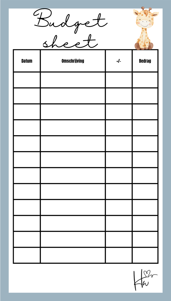 A6 Budgetsheet set Dierentuin (6 stuks)
