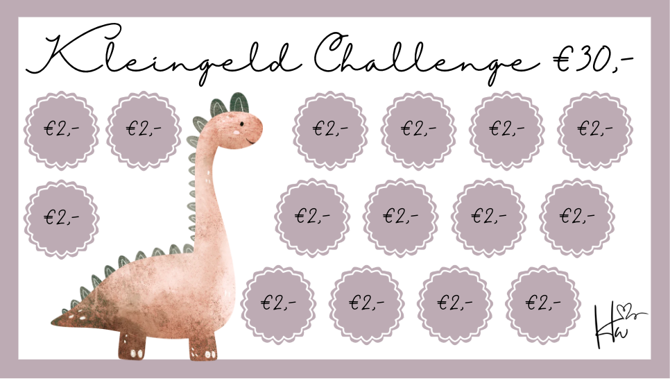A6 Kleingeld challenges Kinderbinder Dino's (3 stuks)