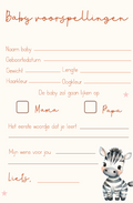 Invulkaart A5 Babyshower Zebra - Set van 10 🍼✨